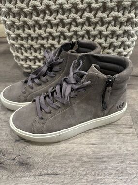 UGG Gray Suede High-Top Heeled Sneakers